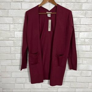 Womens Sweet Romeo Bordeaux Red longline cardigan housecoat chic duster sweater